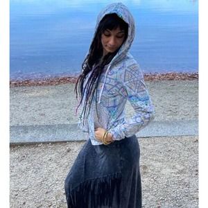 Tetramode Psychedelic Rainbow Geometric Mandala Enon Zip Up Festival Hoodie